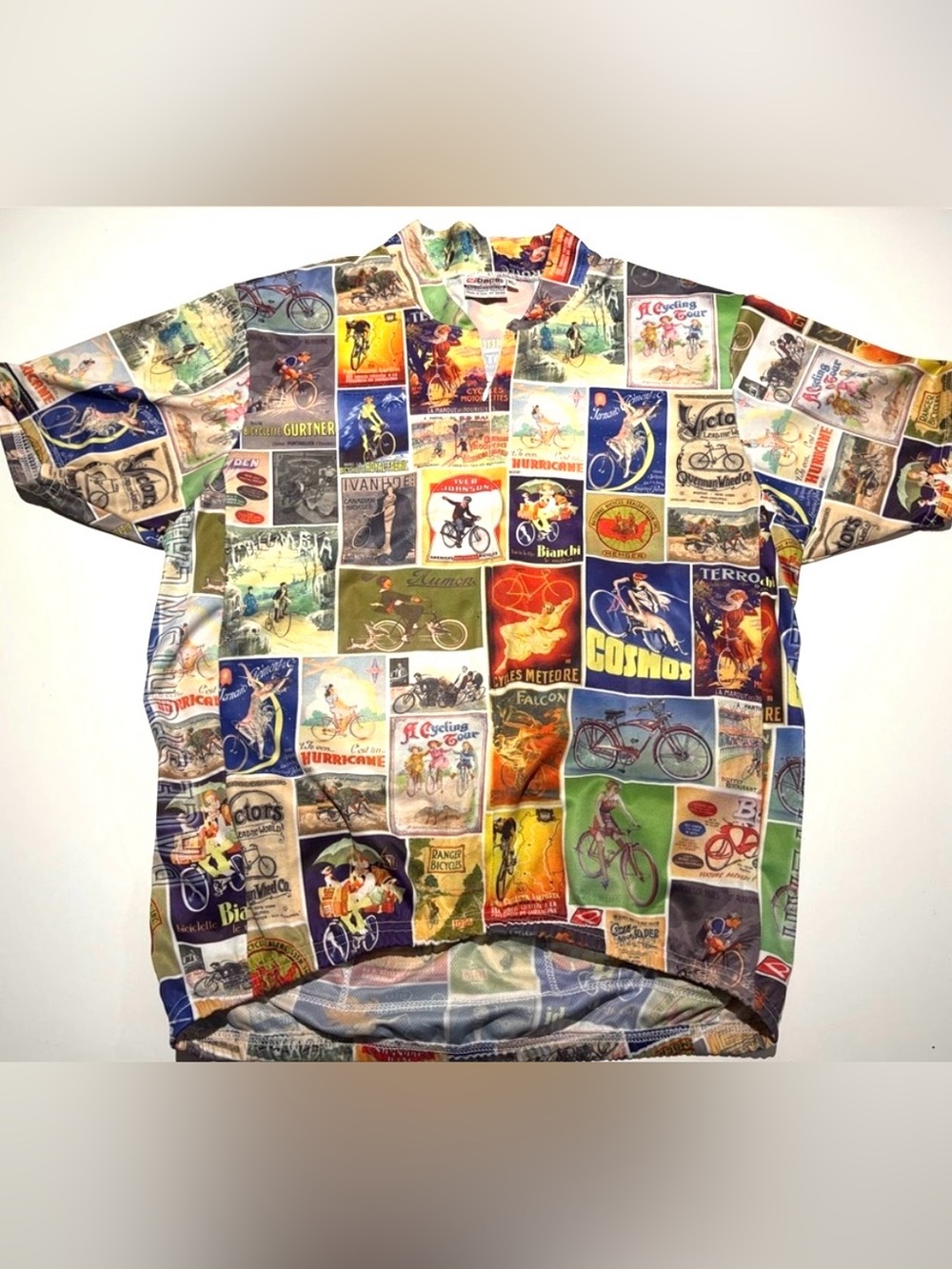 Vintage Pace Sportswear Collage Cycling Jersey Mens XL Rare Art Nouveau EUC